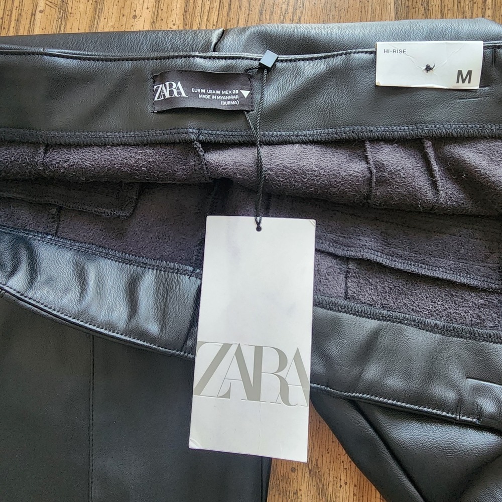 Zara NWT Faux Leather Legging Medium Goth Rocker Biker Winter Glam Stetch Chic - Picture 8 of 8